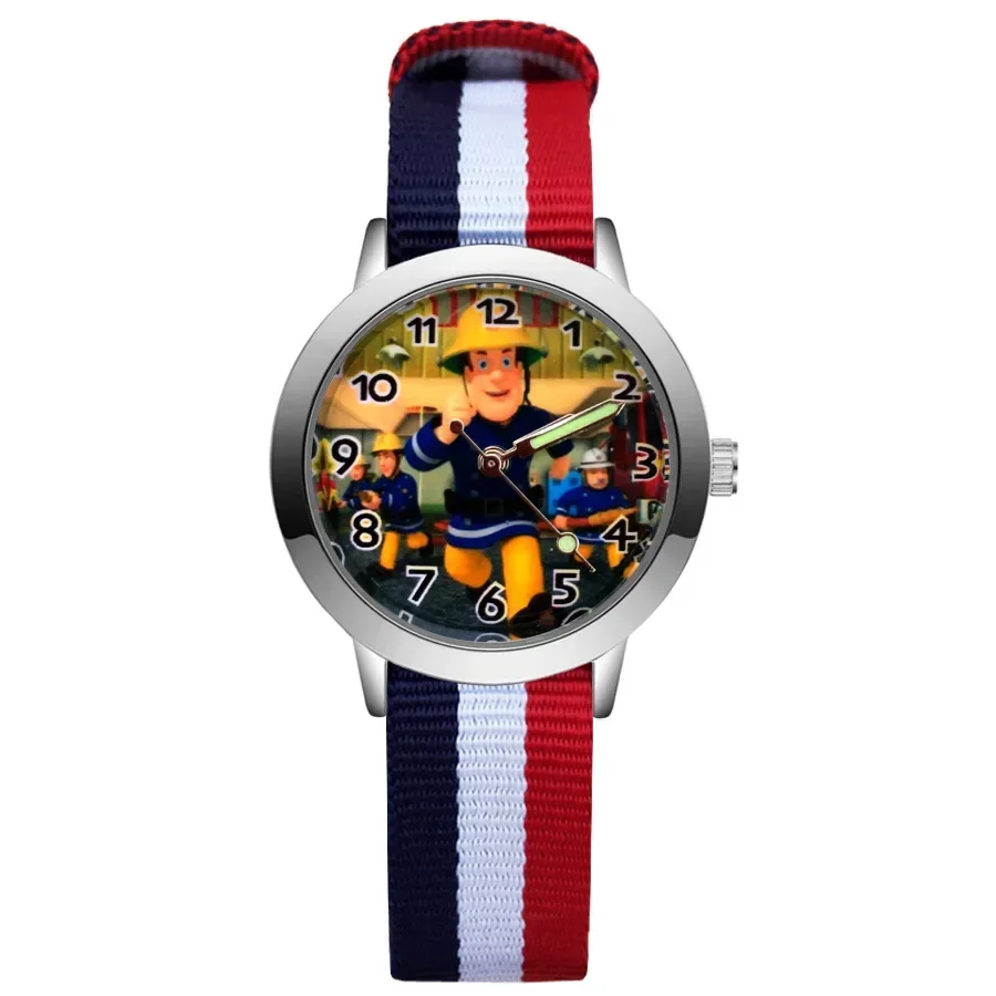 Fashion Cartoon Rainbow Children's Kids Student Girls Boys Quartz Leather Nylon Strap Brand Watch Factory Wholesale gift