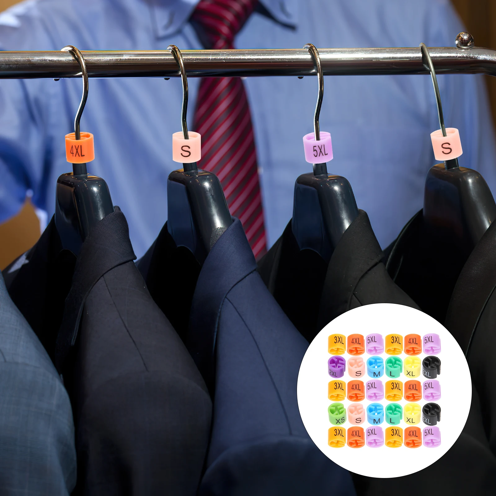 

200pcs Color Coded Hangers Plastic Tags Clothes Size Markers Clothing Rack Dividers Hanger Labels Storage Solutions