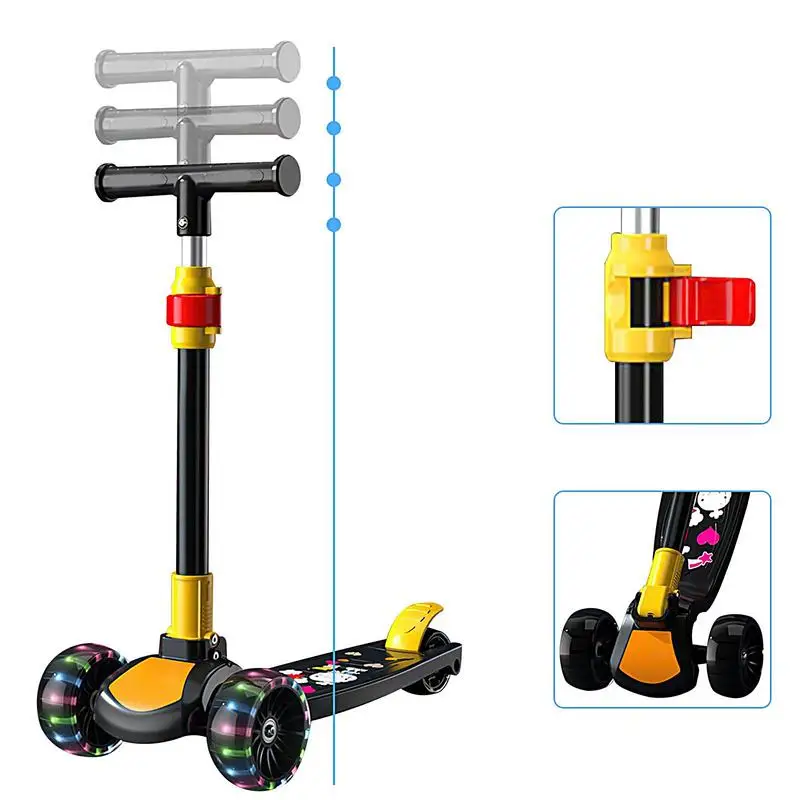 Scooter dobrável com freio de pé para crianças, Scooter dobrável para crianças, Scooter de ciclismo para meninos e meninas, de 2 a 12 anos, ao ar