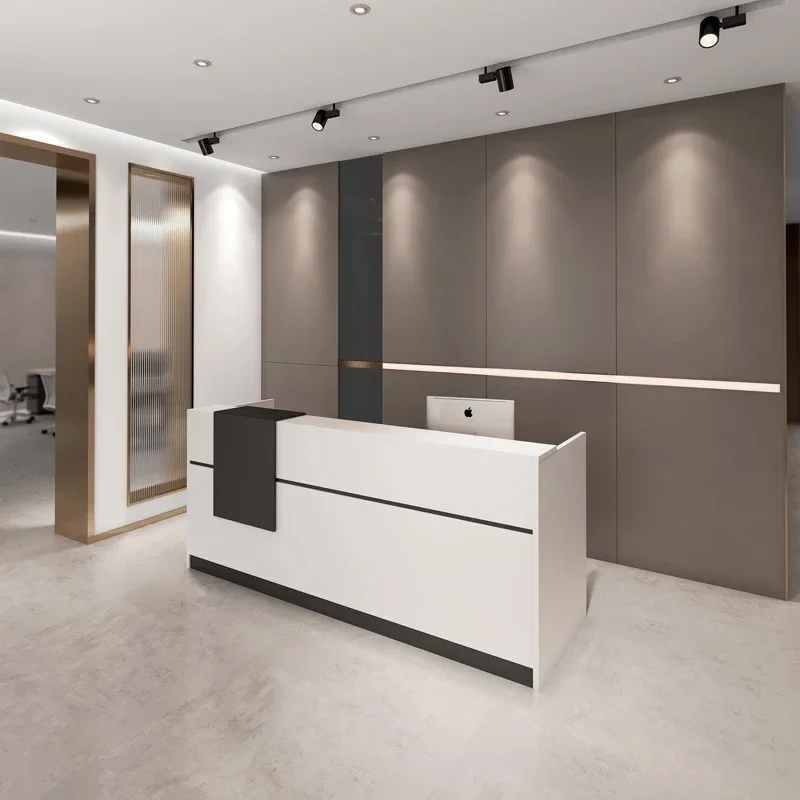 New Hotel Modern Design Wood Beauty Salon Counter Front Desk White Office Reception Table
