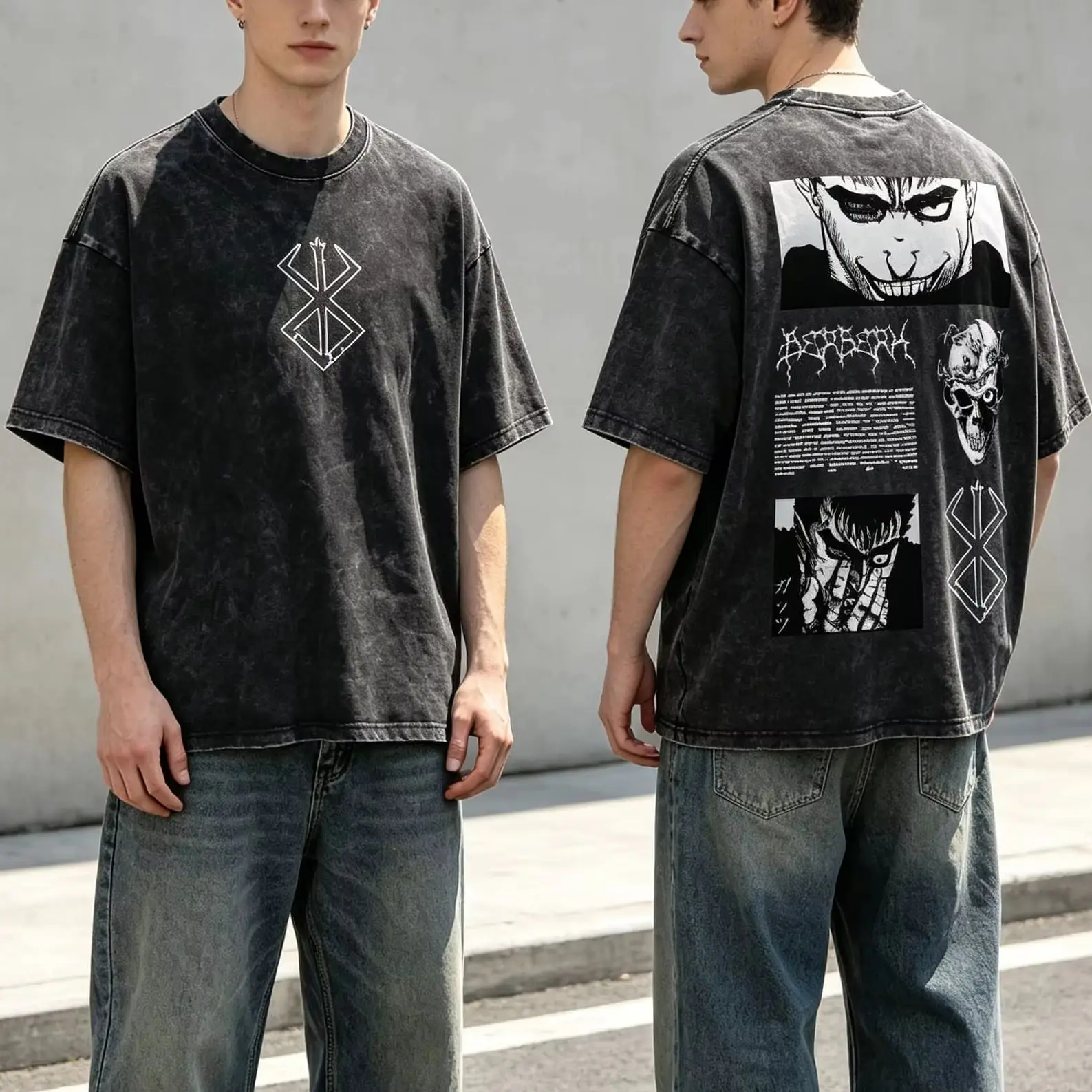 Japan Anime Berserk Guts Griffith Zodd Sacrifice Shirts Women's Tshirt Unisex Tee Top Men's Cotton Short Sleeve Washed T Shirt