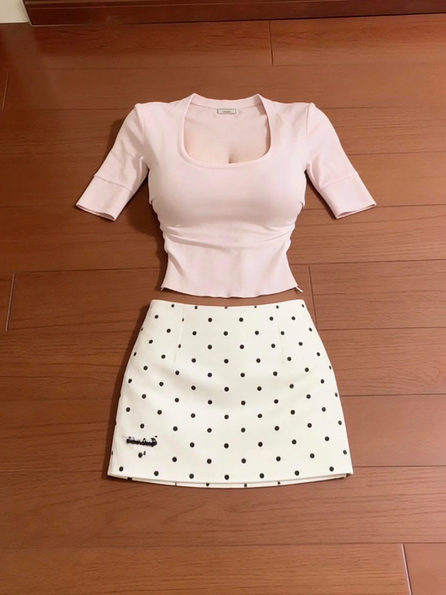 

Pure Desire Sweet Spotted Print A-Line Skirt Women's plus Size Summer Versatile Anti-Light Short Skirt Pants