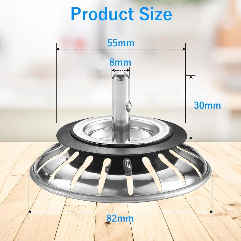 Stainless Steel Sink Filter Hair Catcher Plug for Kitchen Hole And Bathroom Drain Basin Wastewater Efficient Sink Strainer