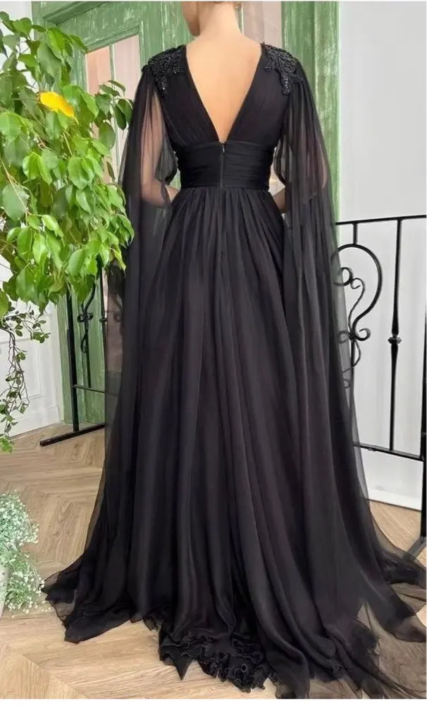 Puffy Sleeve Long Prom Dresses With High Split Evening Party Gowns For Special Events Robes De Soirée