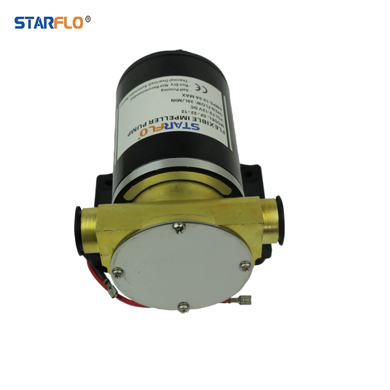 STARFLO DC Marine Bilge Pump 8.5 GPM High Flow Rate Electric Self Priming Deck Wash Engine Flexible Impeller Pump for Marine