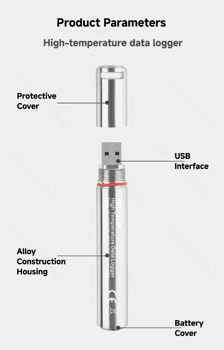 High Temperature Data Logger with USB Interface, Special Alloy Material Temperature Recording Instrument