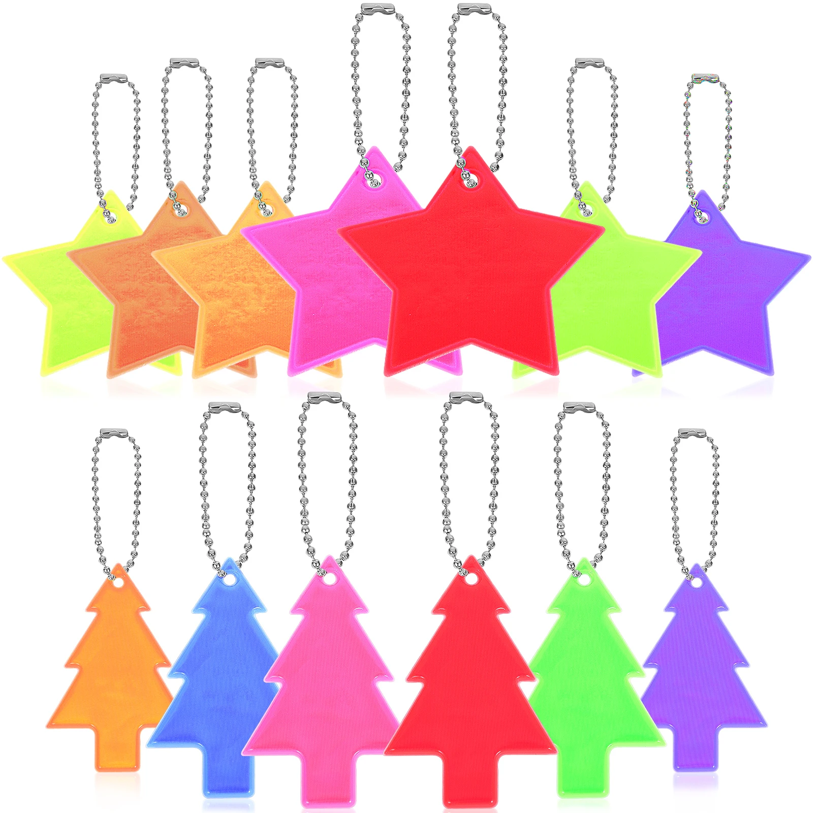 

13 pcs Reflective Pendants Safety Gear Star Shaped Keychains Lightweight Camping Hiking Accessories Night Sports Decorations