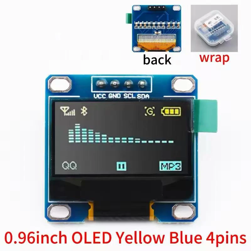 0,96 inch I2C OLED-displaymodule 128x64 Pixel SSD1306 Driverscherm 4-pins IIC seriële displaykaart voor Arduino Raspberry Pi