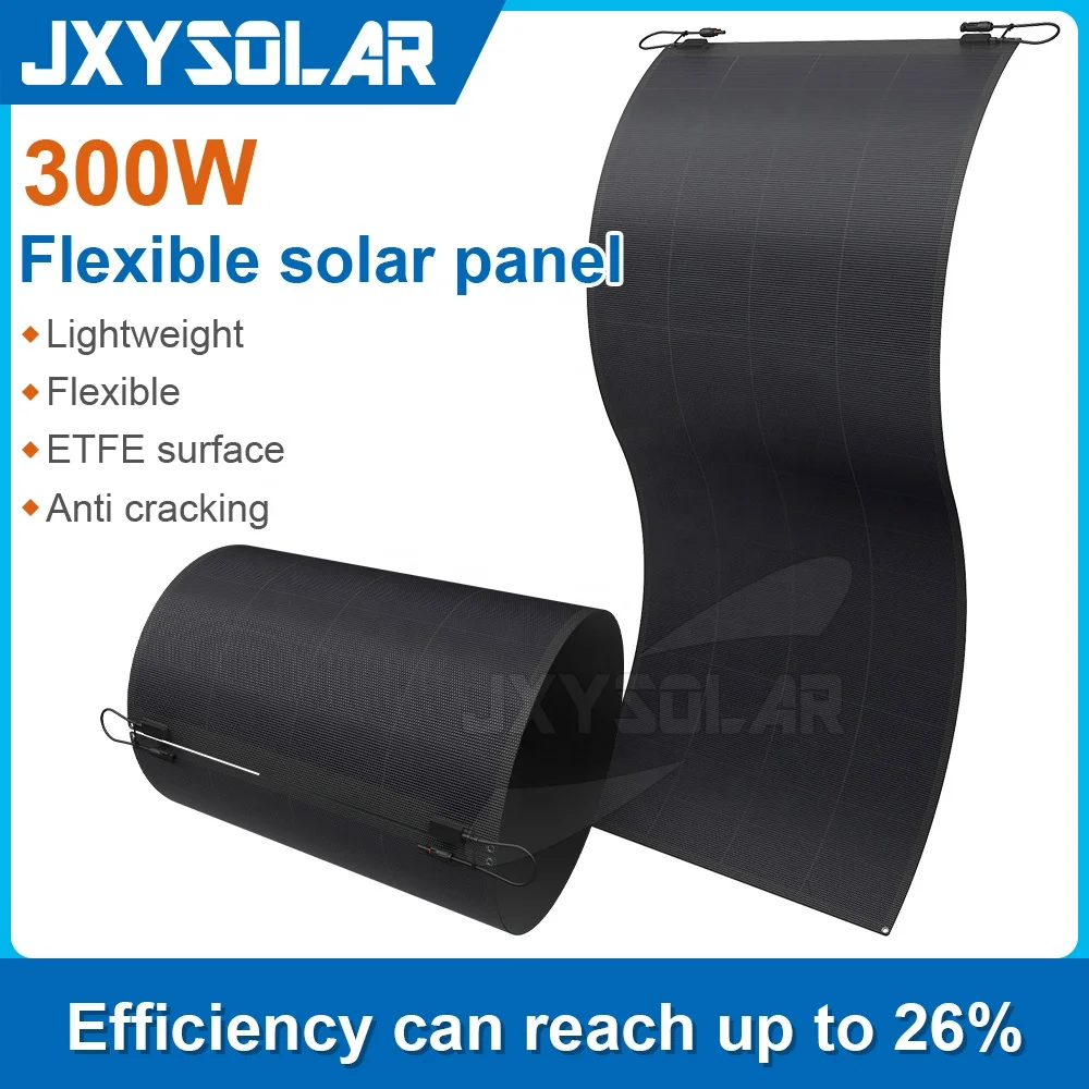300 Watt 20 Volt HPBC Flexible PV Panel Back Contact No Busbar Lightweight Thin Bendable Solar Panel For Outdoor Marine Camping