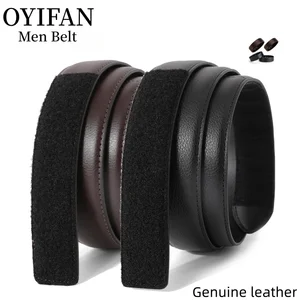 OYIFAN Men's Buckle-Free Belt Comfortable Business Belt Men's Leather Belt Convenient Velcro Closure Belt Genuine Leather Belt