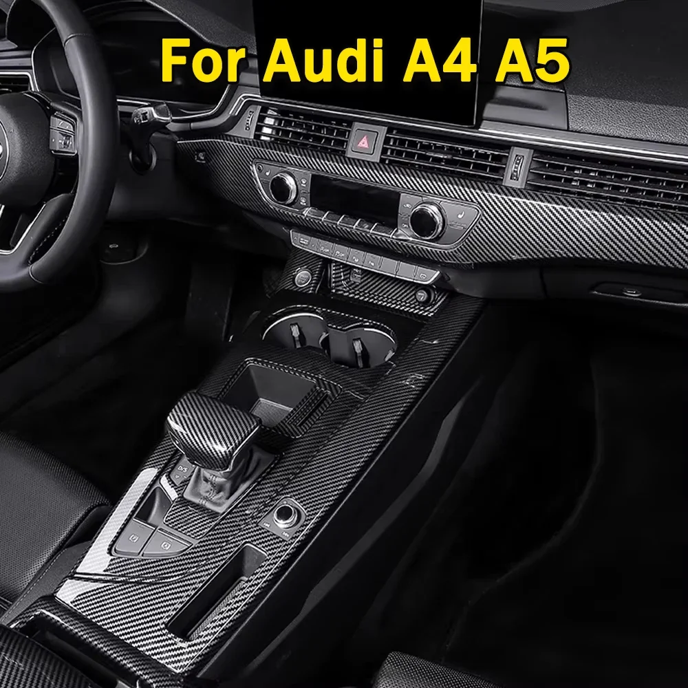 

For Audi A4 A4LA5 Carbon Fiber Interior Mouldings Panel Frame Gear Lever Collar Console Dashboard Armrest Decoration Cover Pad