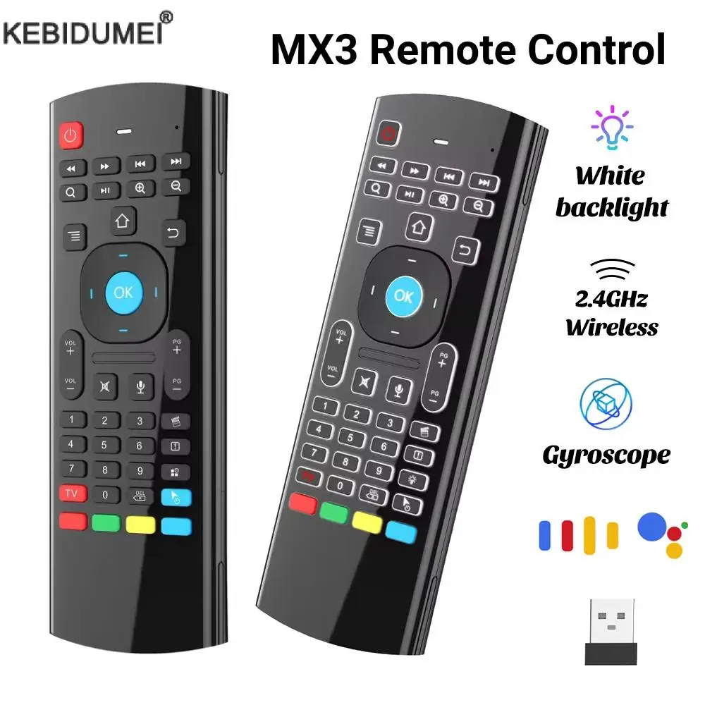 MX3 2.4GHz Air Mouse Wireless Mini Keyboard Backlit Remote Control With Multimedia Keys For Android TV Box Smart TV PC Windows