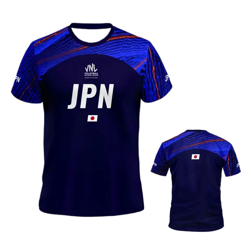 2026 New Japanese vnl blue volleyball shirt men's and women's sports T-shirt comfortable and breathable T-shirt  3d fashionabl