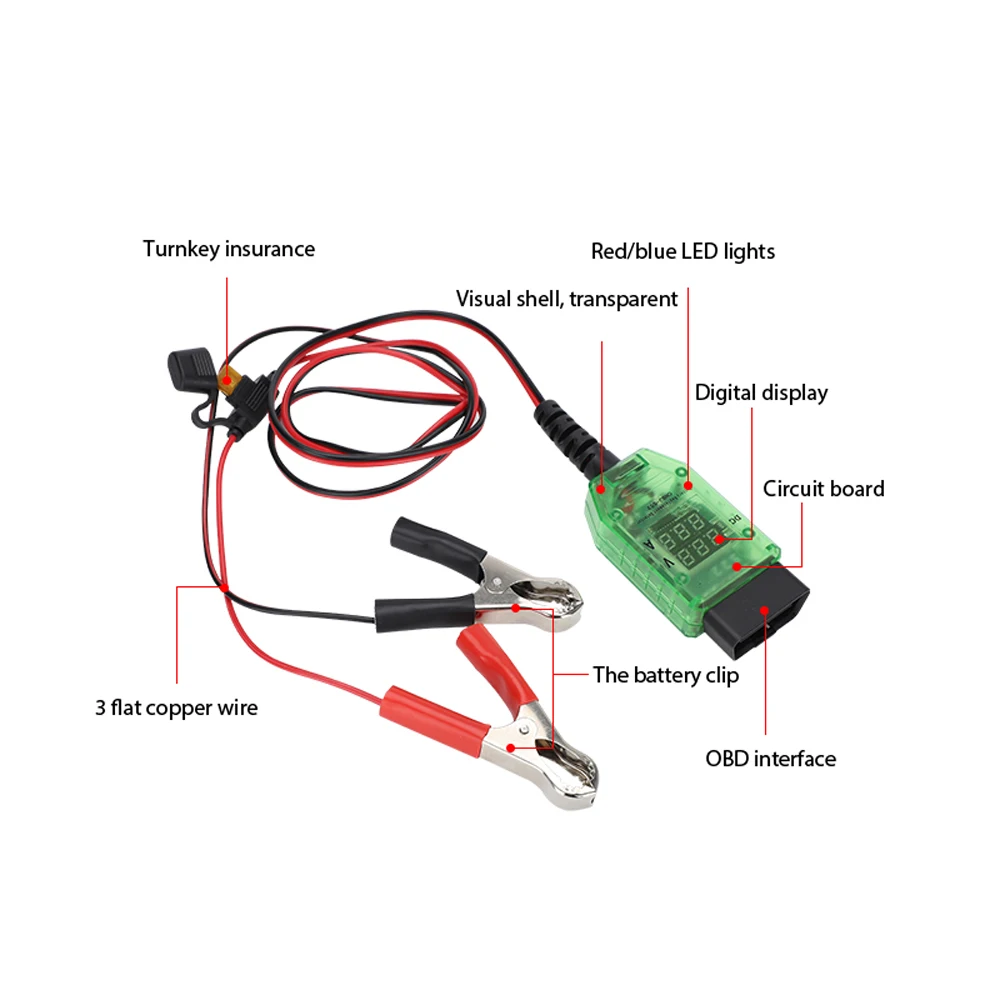 12V Car OnBoard Diagnostics Tester Automotive Battery Replacement Tool Computers ECU Memory Saver Battery Leakage Detection Tool