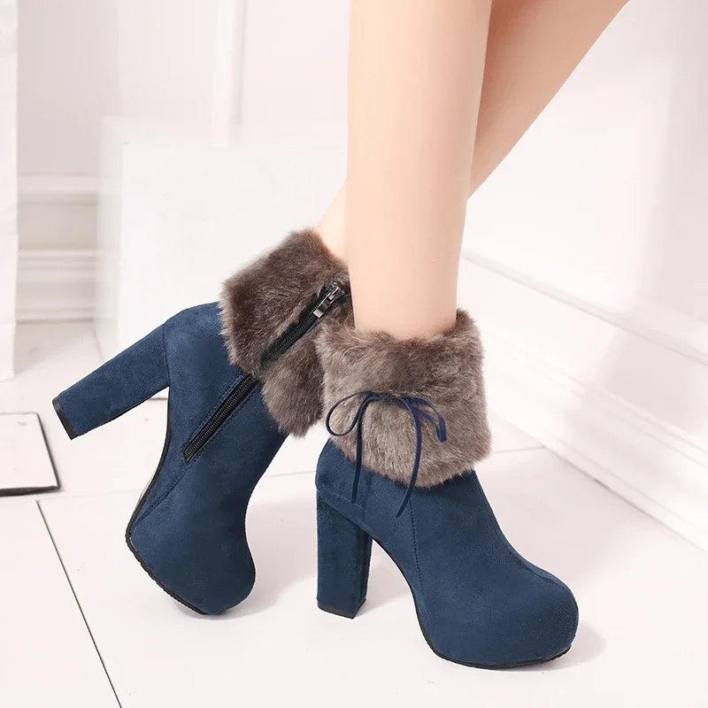 2023 Fashion Shoes for Women Round Toe Suede Side Zipper Women\'s Boots Winter Sell Like Hot Cakes Solid Color Shoes Women