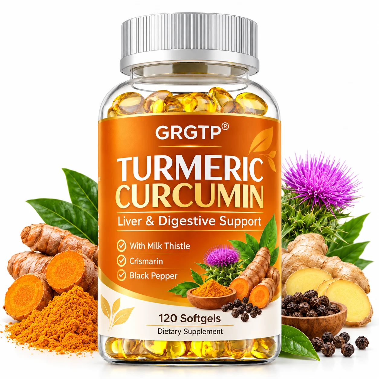 Turmeric Curcumin - Promotes Digestion and Absorption, Support Muscle, Bone and Brain Health,Improve Cognitive Function,Immunity