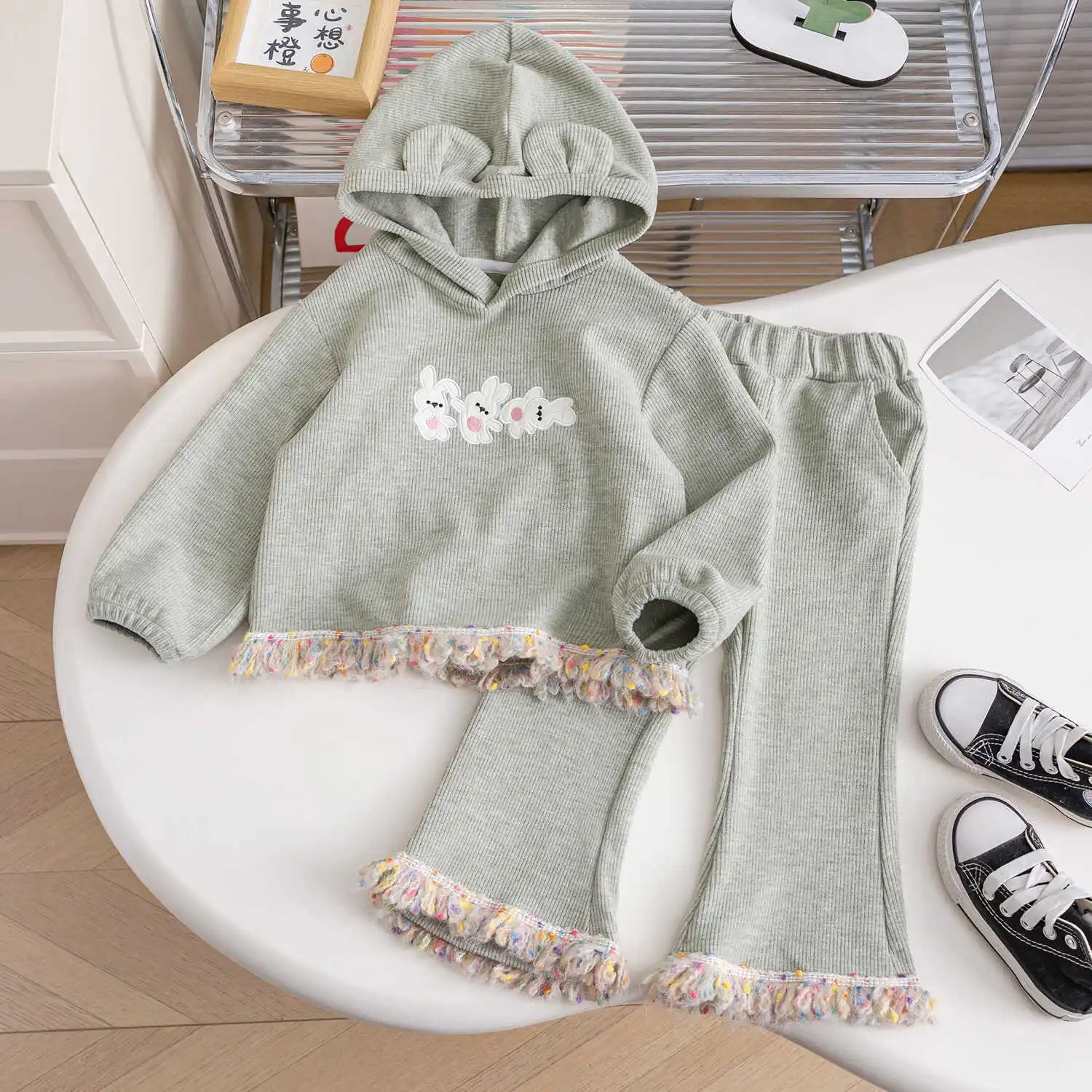 Girls Clothes Sets 2024 Autumn Winter Hoodies+pants Suits for Kids Cartoon Rabbit Children Outfit Set Toddler Tracksuits