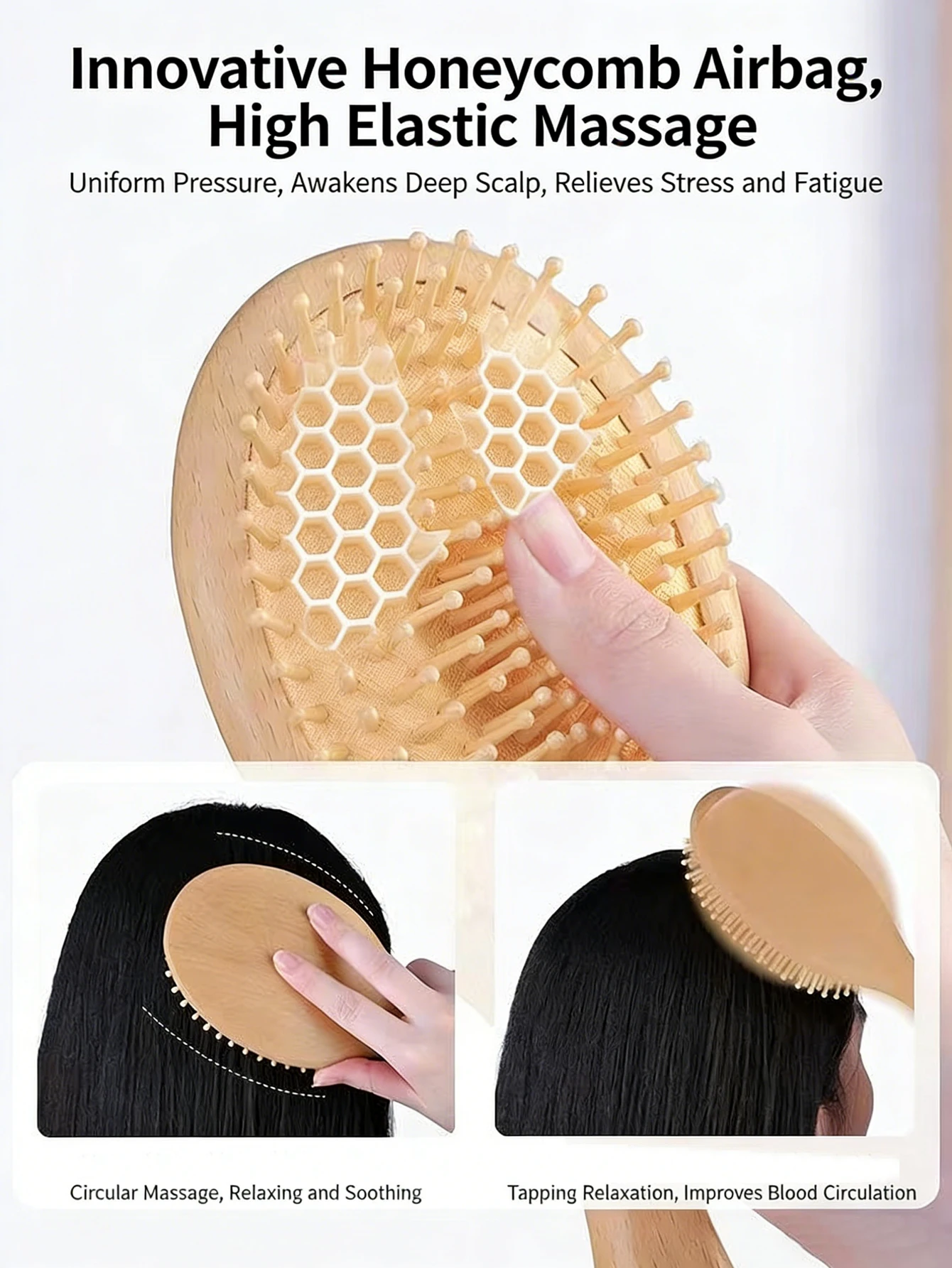 1pc escova de cabelo de bambu almofada de ar desembaraçar escovas de cabelo cabeça massageadores couro cabeludo estilo ferramenta de cuidados com o cabelo acessórios para o cabelo