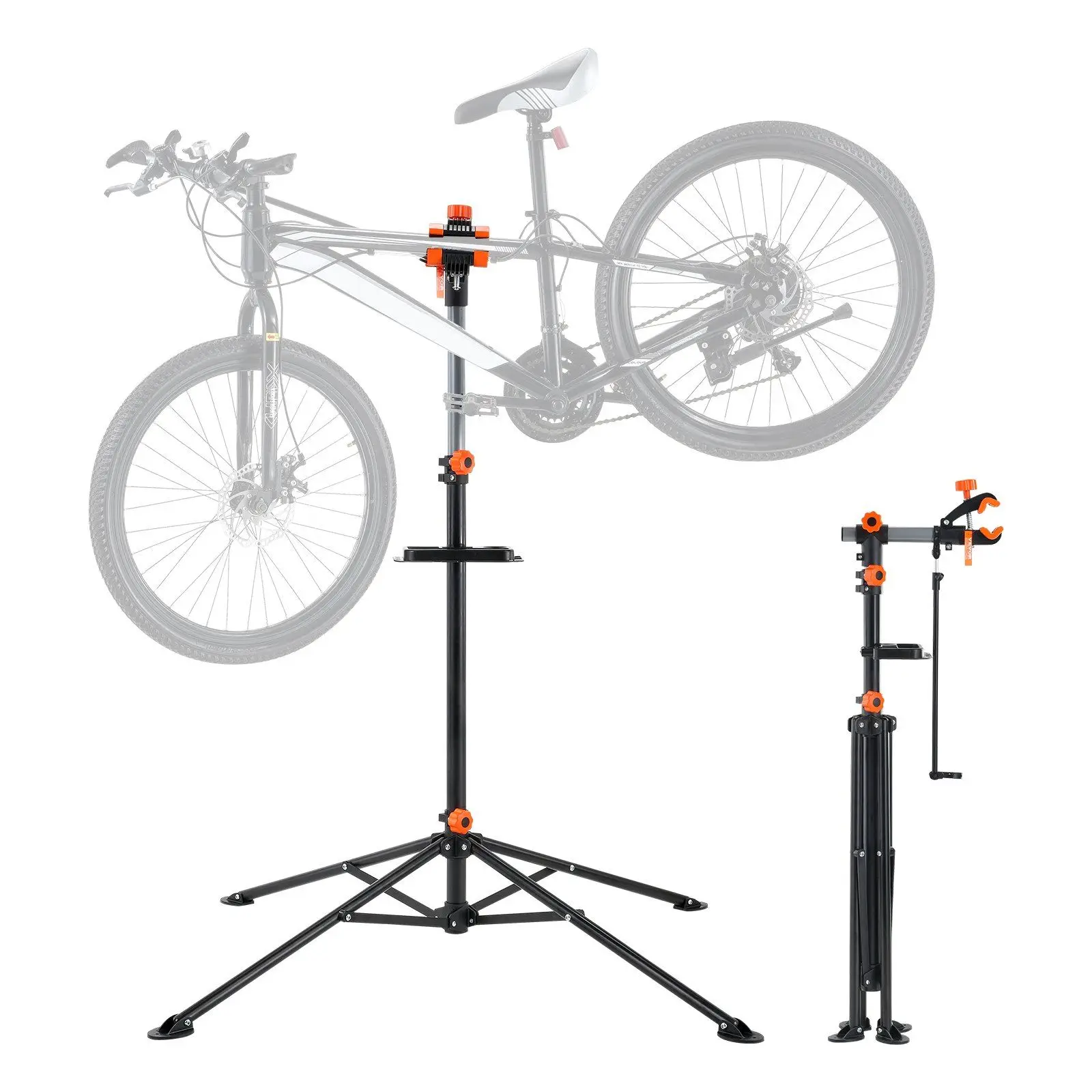 

Bike Repair Stand 80 lbs Heavy-duty Steel Adjustable Height Magnetic Tray Telescopic Arm Foldable