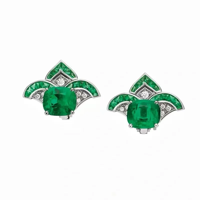 ZOCA Luxury 925 Sterling SIlver Needle Stud Earrings Flash Green CZ Zircon Ear Studs Earrings For Women