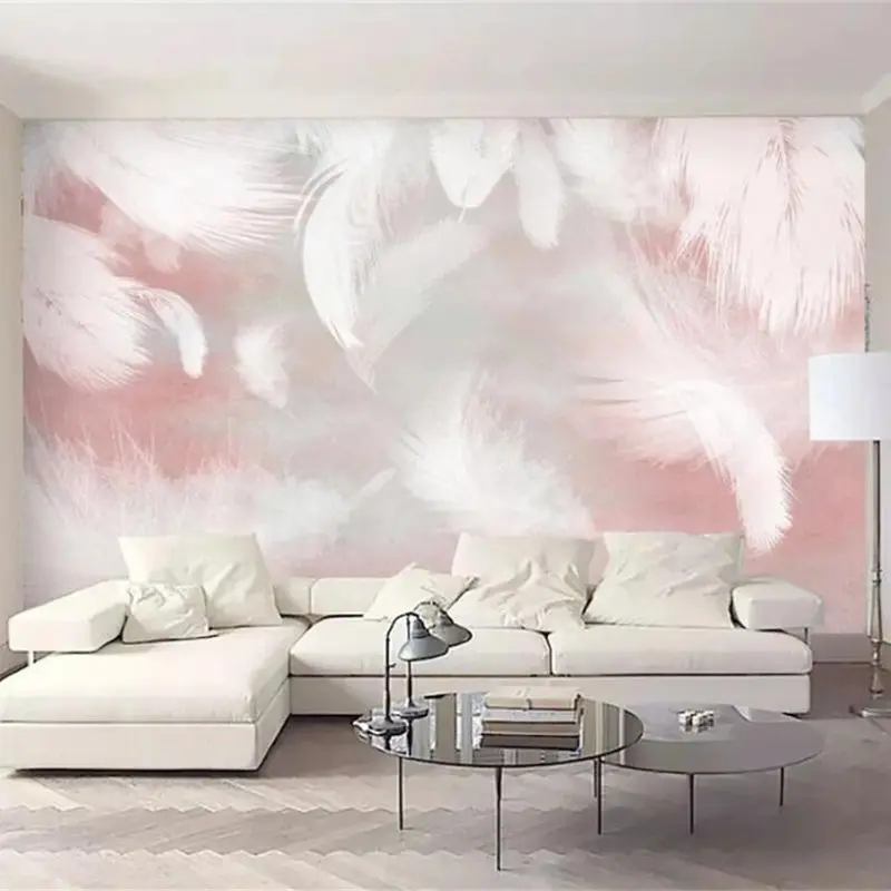 Custom wallpaper 3d modern minimalist fashion hand-painted feather mural Nordic abstract living room bedroom TV background обои