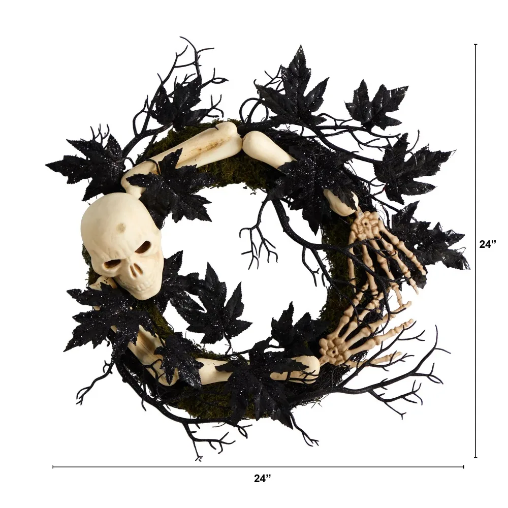 24 Inch Halloween Skull and Bones Wreath Party Supplies Free Shipping Confetti Christmas Decoration Liquidations Birthday Table