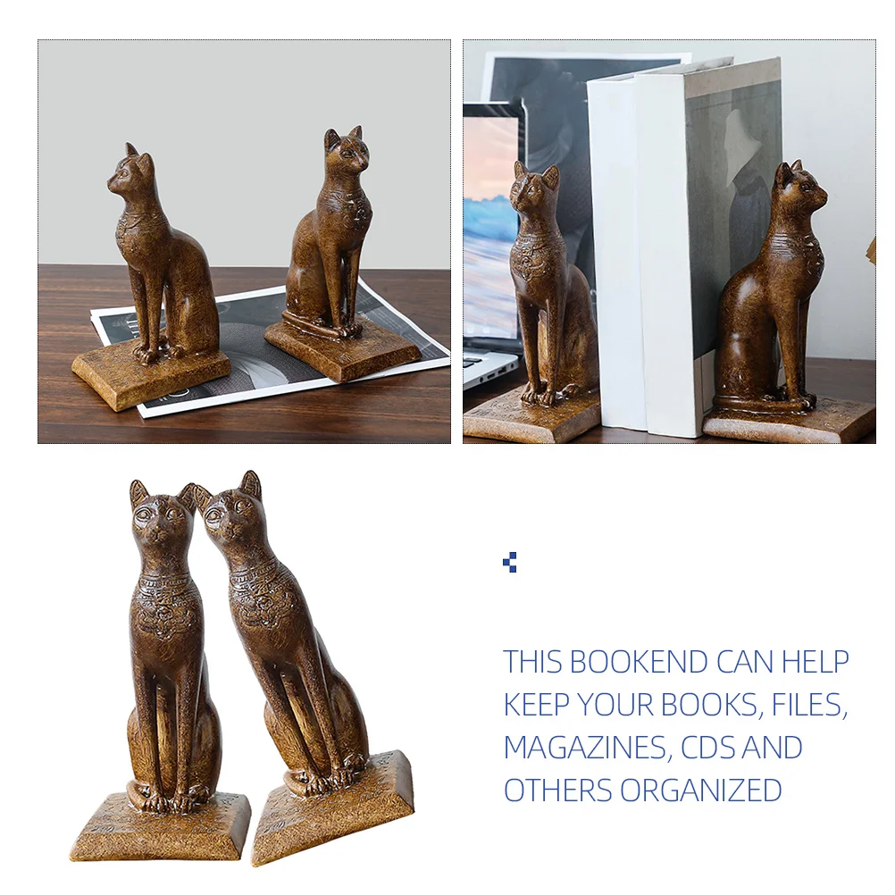 

Egyptian Cat Decor Desktop Organizer Resin Bookends Book Adorable Reusable Resin Bookend Bookend Decorative Book End Stand