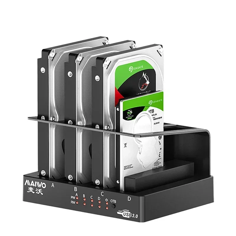 Maiwo 2.5 e 3.5 polegadas 4 bay gabinete de disco rígido sata para usb 3.0 hdd ssd estação de acoplamento de disco rígido externo com adaptador de energia 7a