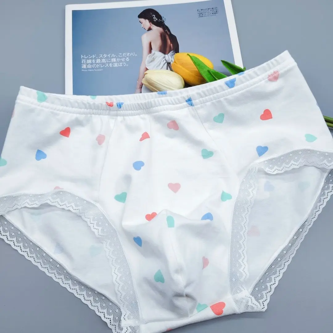 

Man's Handmake Flower Graphics Cotton Briefs Panties