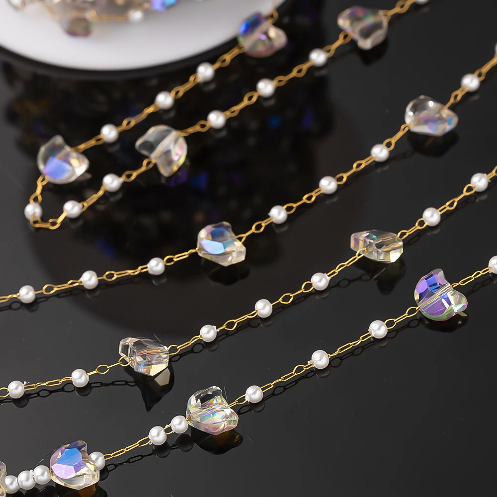 1Meter Kristall Perlen Edelstahl Kette Link Für DIY Halskette Armband Schmuck Machen Liefert Zubehör Erkenntnisse Handwerk