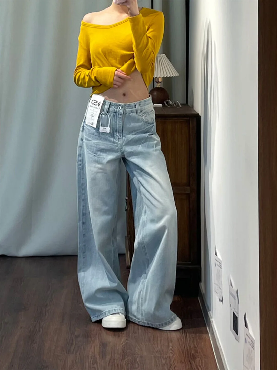 

Summer 2026 Women's Loose Wide Leg Jeans Slimming Tapered American Style Low Waist Denim Pants Casual Comfortable Fit