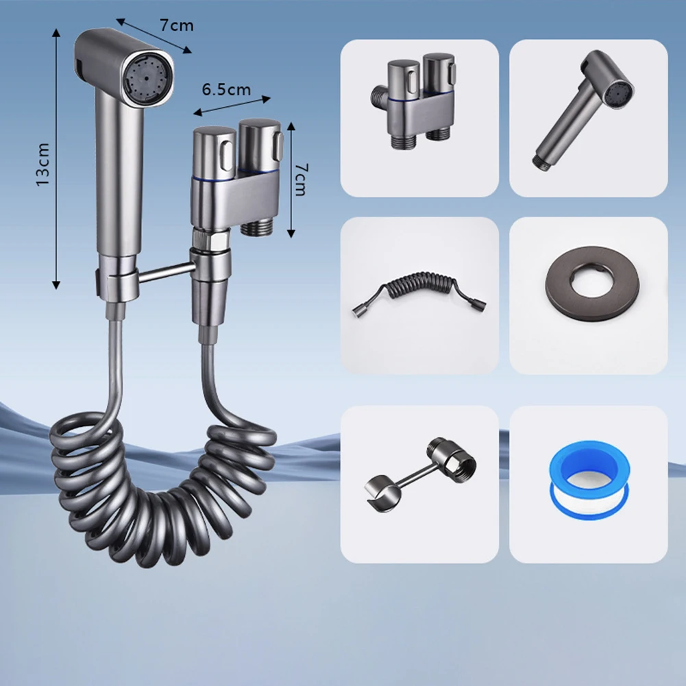 

Набор распылителей для биде с ручным распылителем, шлангом углового клапана и кронштейном из нержавеющей стали, латунь для унитаза и стиральной машины