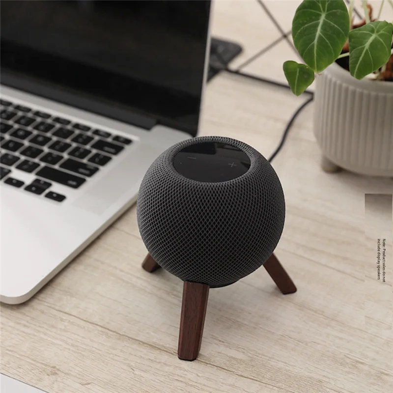 

A76F-Real Wood Stand For Homepod Mini Wooden Holder Tripod With Metal Frame Home Pod Mini Speaker Well