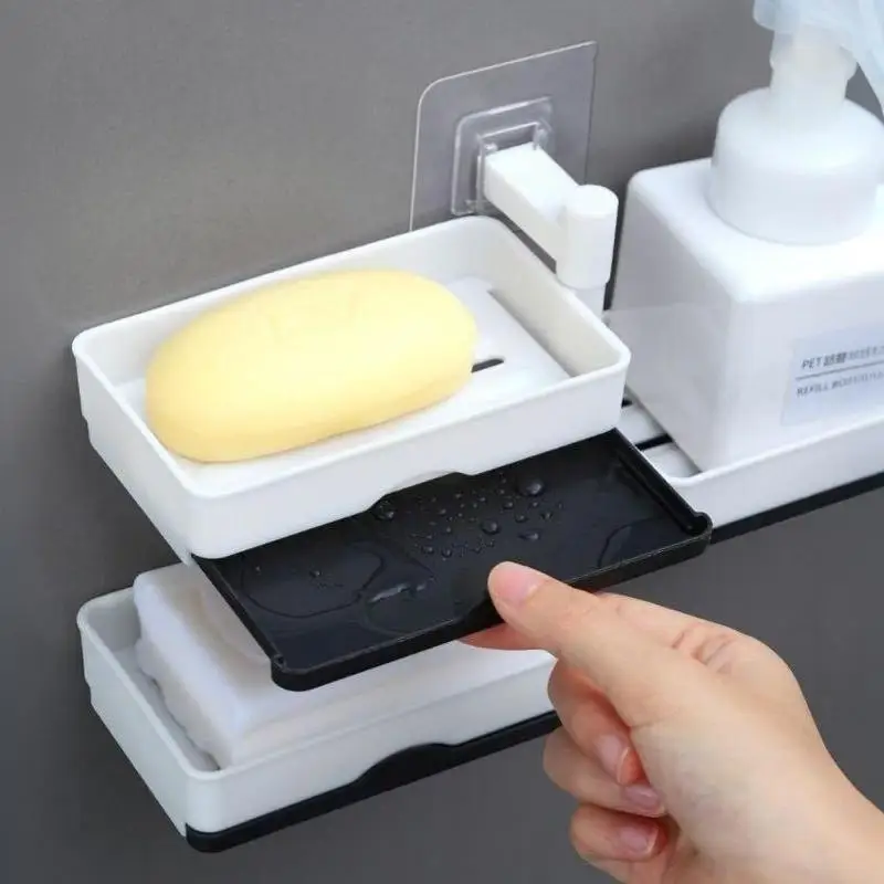 Rotating Drain Soap Holder Bathroom Rack Wall Hanging Bathroom Soap Box Holder 4/3/2 Layer Draining Soap Box For Household Use
