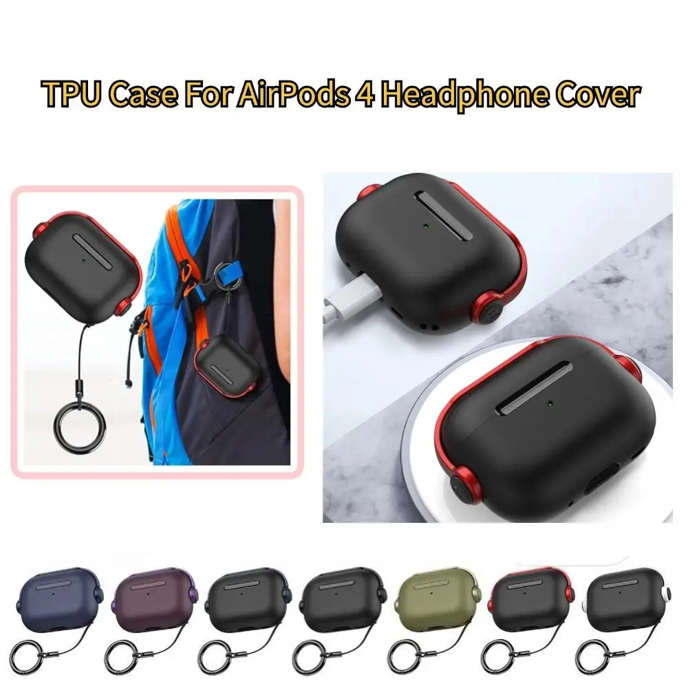 Soft TPU Case For AirPods 4 2024 Earphone Cover For Apple AirPods 4 4th Generation Cases Earphone Protetcive Funda With Hook