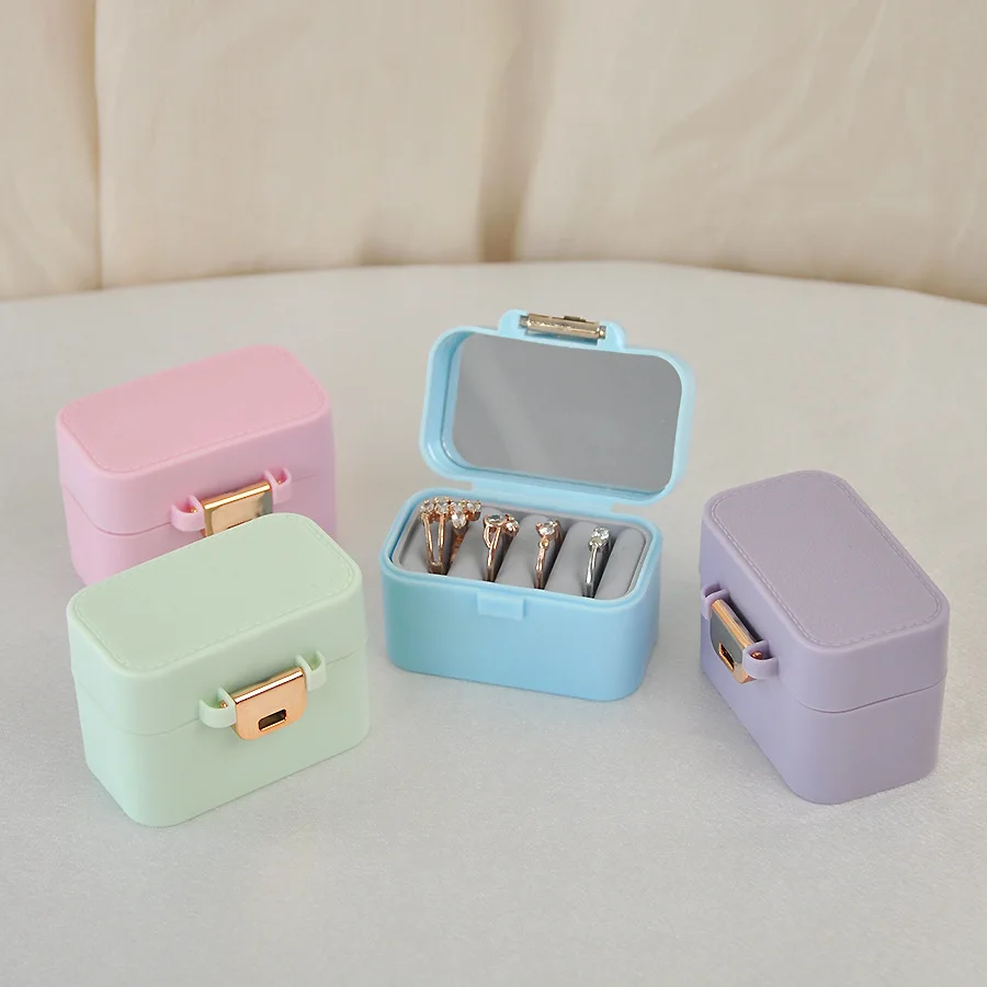 

Exquisite ABS Jewelry Box Simple Ring Necklace Earrings Storage Minimalist Style Daily Travel Portable Storage Box Home