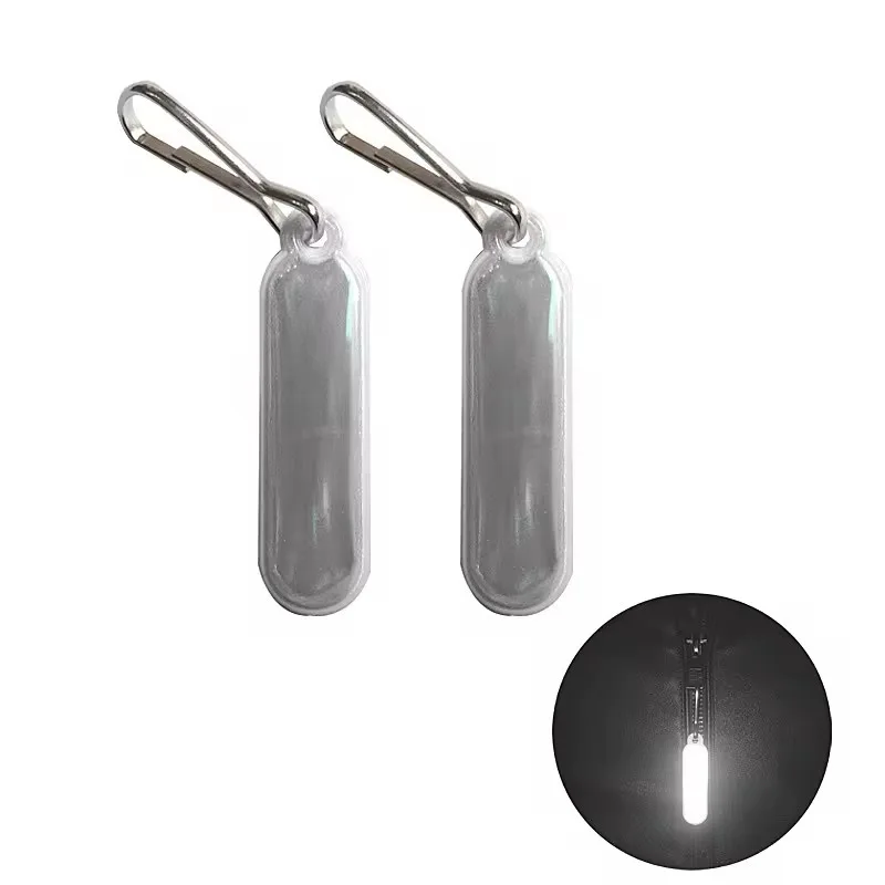 2PCS Clothing Reflective Zipper Pull Tag Buckle Keychain Pendant Custom Logo Night Warning Sign Zipper Accessory Party Gift