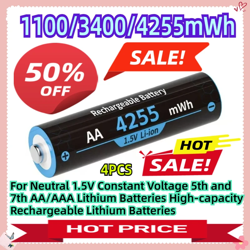 For Neutral 1.5V Constant Voltage 5th and 7th AA/AAA Lithium Batteries High-capacity Rechargeable Lithium Batteries