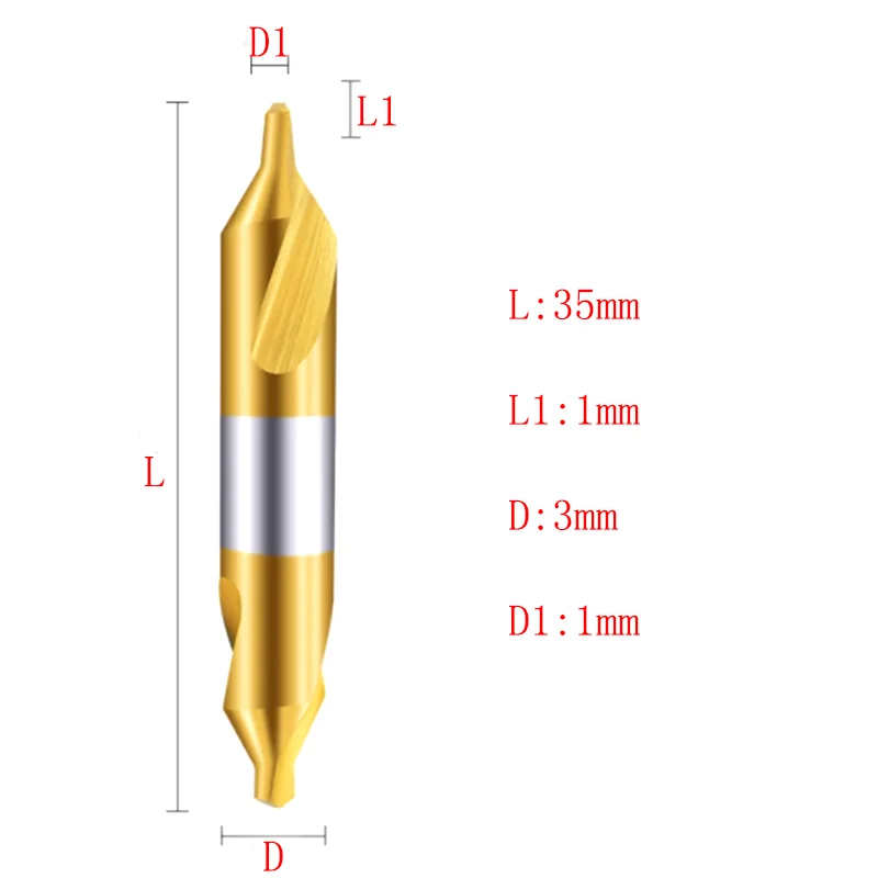 YRFL 5PCS HSS Center Drill Bit Combined Center Drills 60 Degree Countersinks Angle Bit Metal Drill Bit HSS-TIN