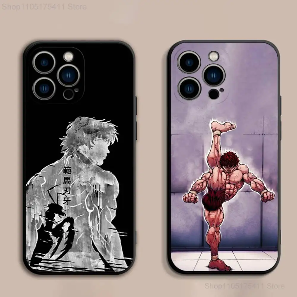 Anime B-Baki Coole Handyhülle für iPhone 17,16,15,14,13,12,Pro,Max,Plus,E,SE4,Air,Mini Schwarz Soft Cover