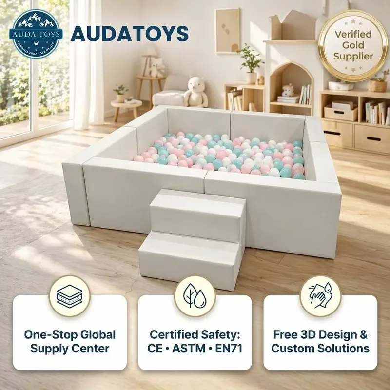 Large indoor commercial school children's soft play equipment PU foam white ball pit with slide large capacity