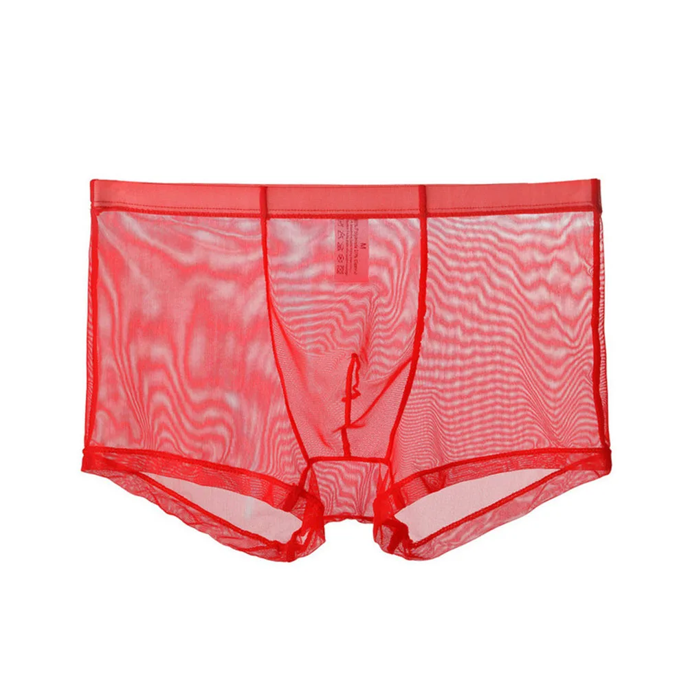 1pc Men Mesh Transparent Breathable Boxer Shorts Ultra-Thin Sexy Sheer Mesh Underpants L-3XL Large Size Trunks