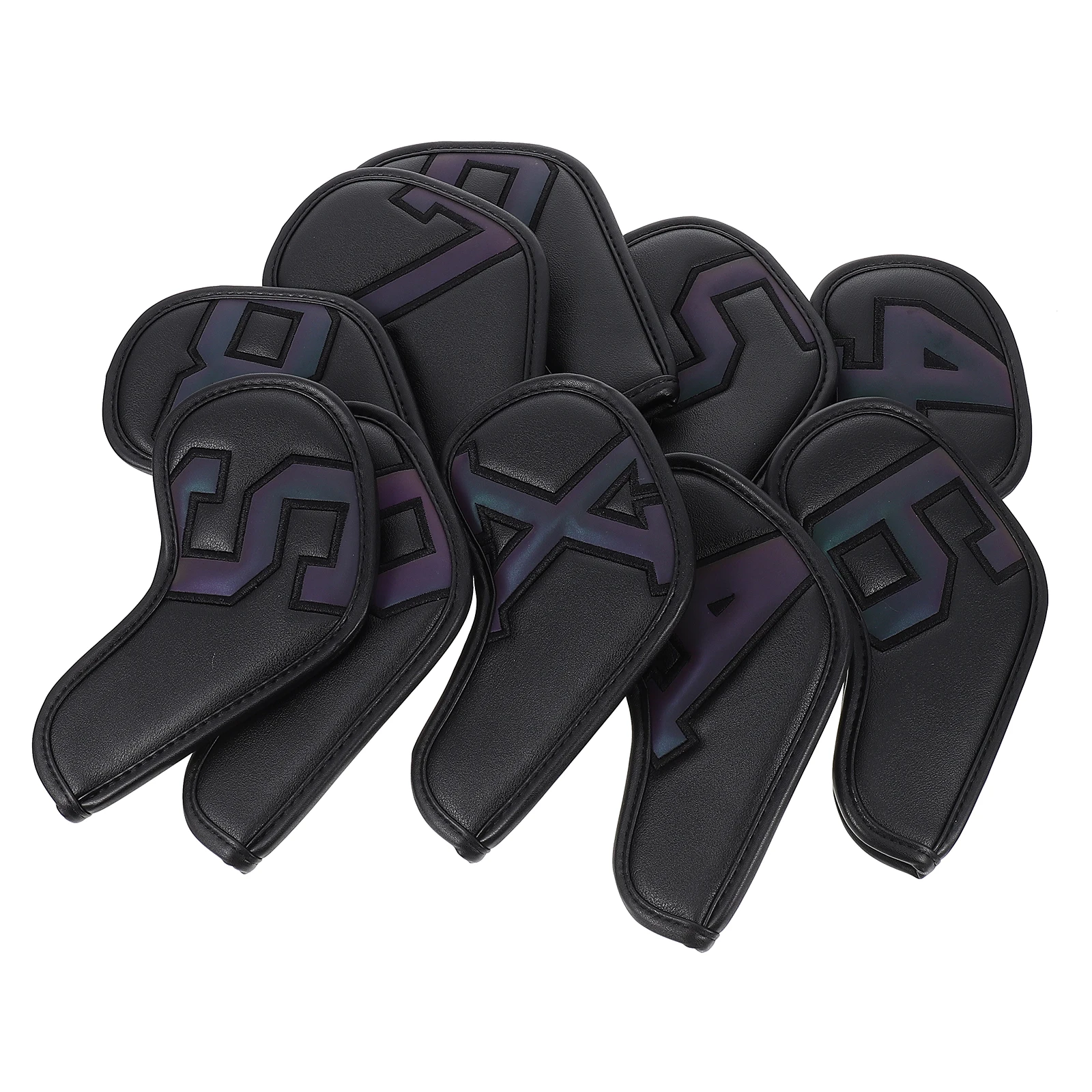 

10pcs Golf Iron Covers Premium PU Club Head Protectors for Golfs Club Sports Home Gift Putter Cover Sleeve Supplies