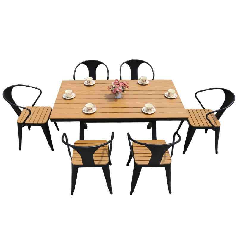 Outdoor table and chairs, courtyard, open-air balcony, coffee outdoor casual, aluminum alloy plastic wood garden table and chair