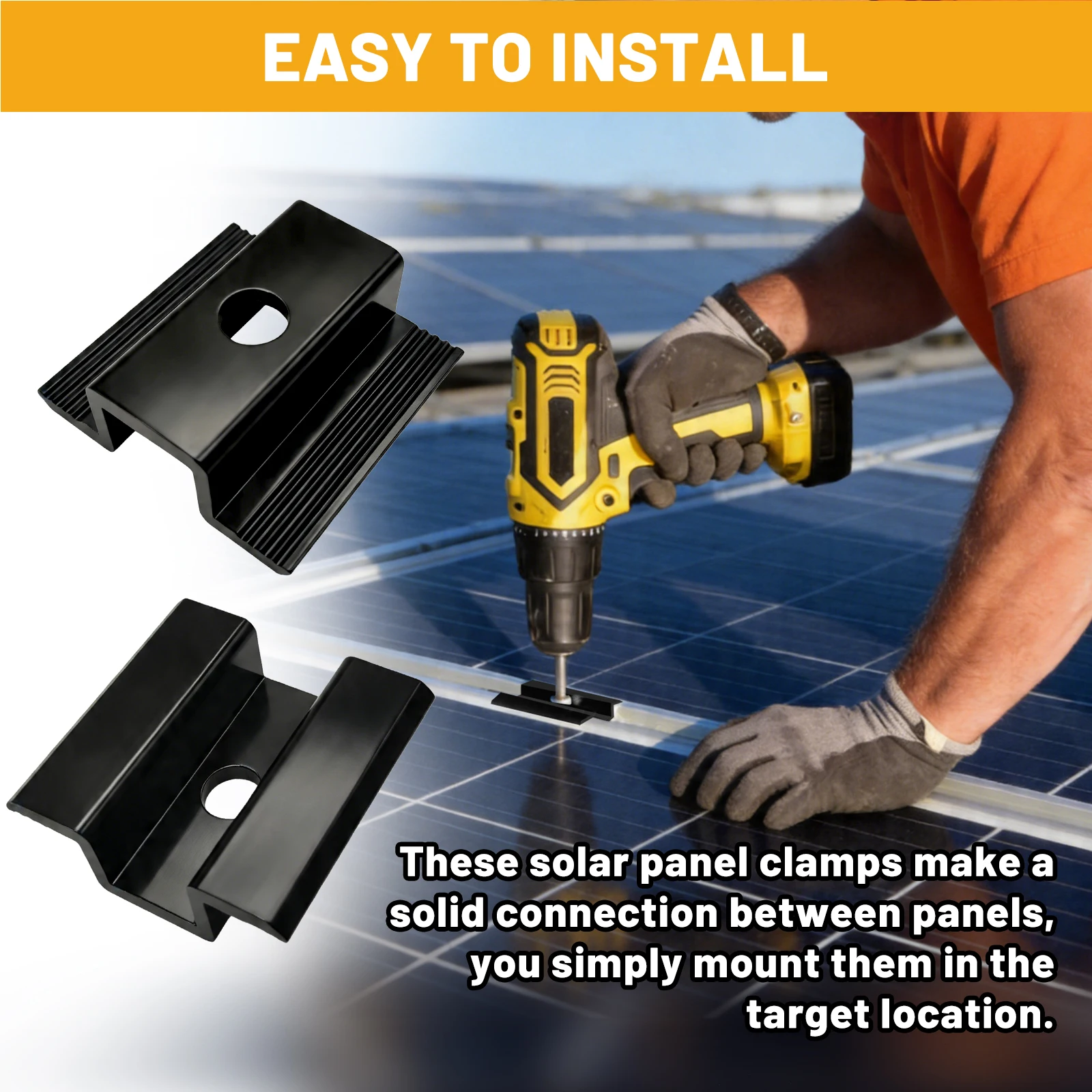 50/30/10PCS Solar Middle Clamp PV Aluminum Alloy Solar Panel Mounting Middle Bracket Clamp Support Accesssories image 2