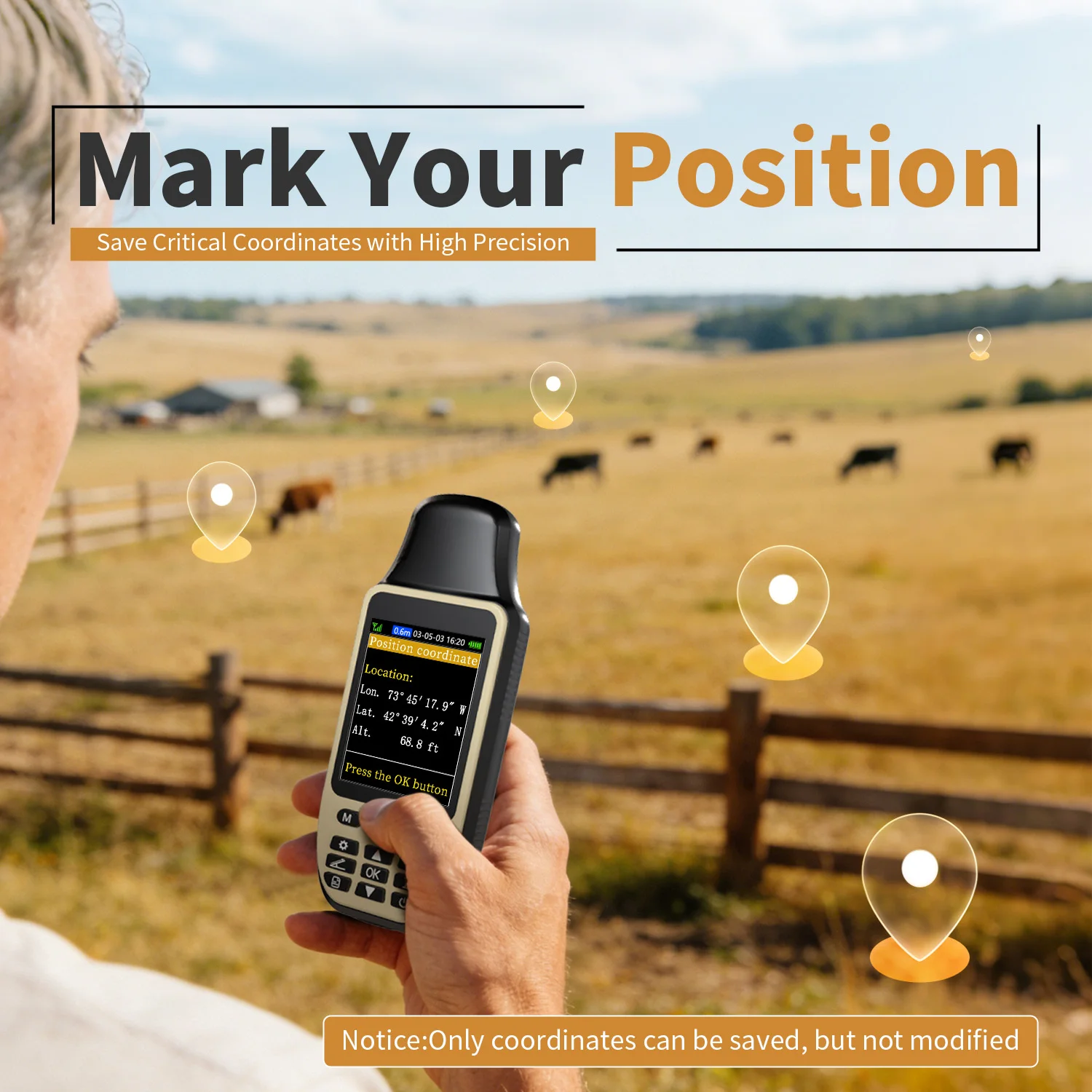 ZL660 portable high-precision GPS land surveying instrument measures area in acres and meters for harvesting land