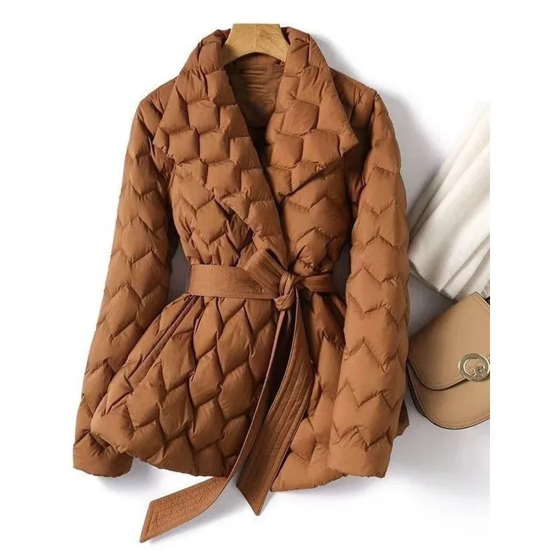 2025 Autumn Winter New Korean Fashion Down Jacket Plus Size Women's Waist-Cinching Cotton Coat Versatile Slimming Outerwear