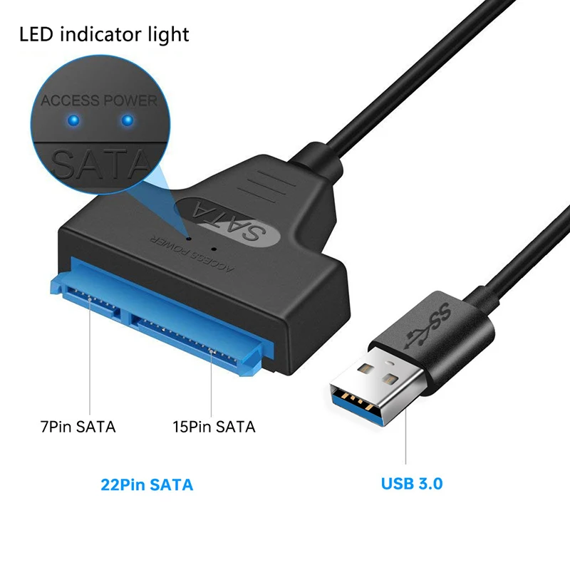 SATA To USB 3.0/2.0 Cable Up To 6 Gbps For 2.5 Inch External HDD SSD Hard Drive 3 22 Pin Power Adapter USB 3.0 To Sata III Cord