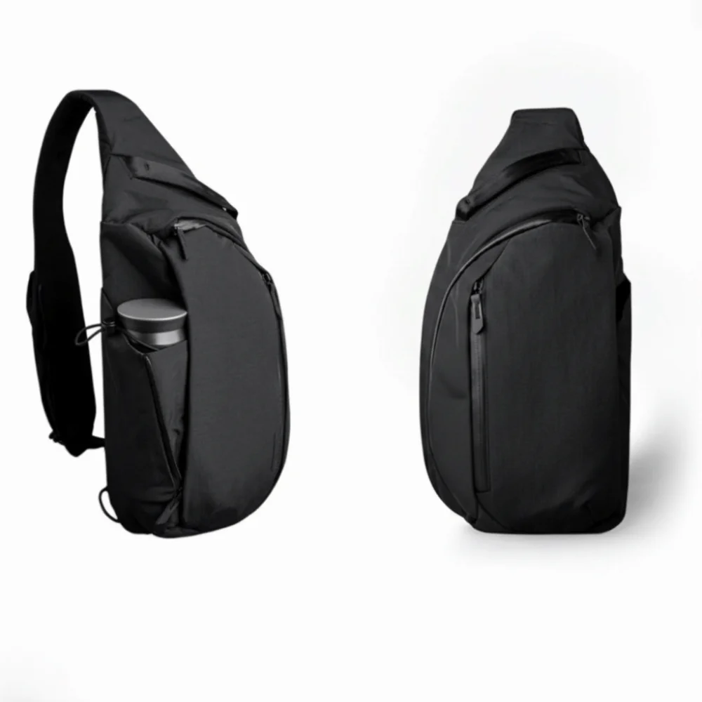 

High Quality Simple Crossbody Bag with Water Bottle Pocket Solid Color Sling Backpack Casual Shoulder Bag Outdoor Sport