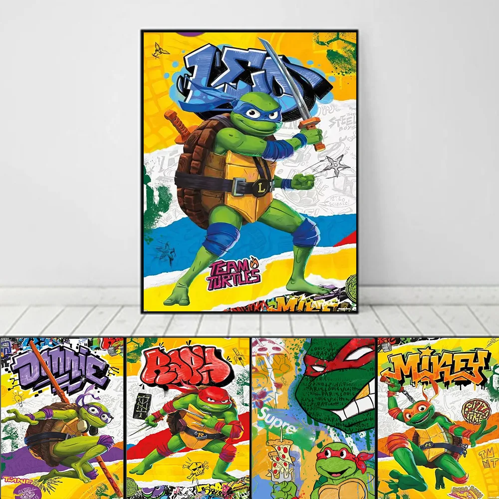 Street Art Ninja Turtles Poster Prints For Living Room Home Decor TMNT Pop Comic Superhero Team Canvas Painting Wall Art Gift